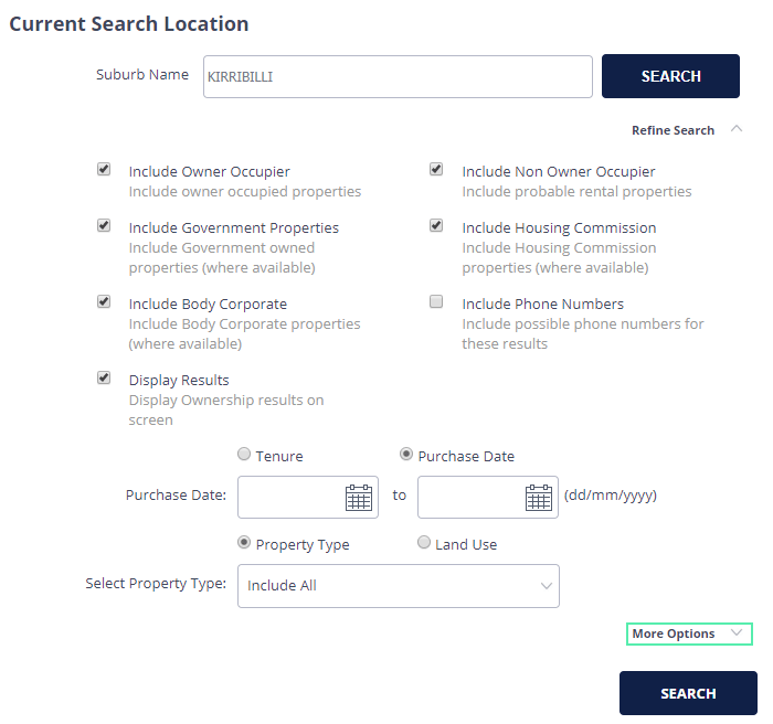Find the owner of a property Pricefinder