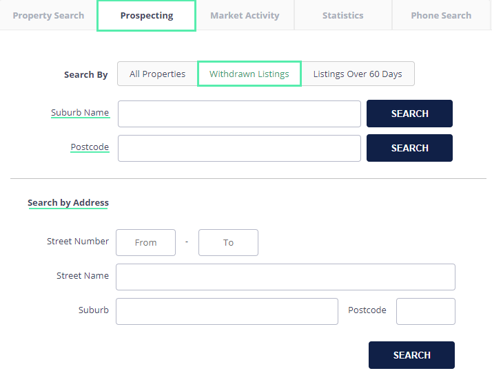 Search for Withdrawn listings – Pricefinder